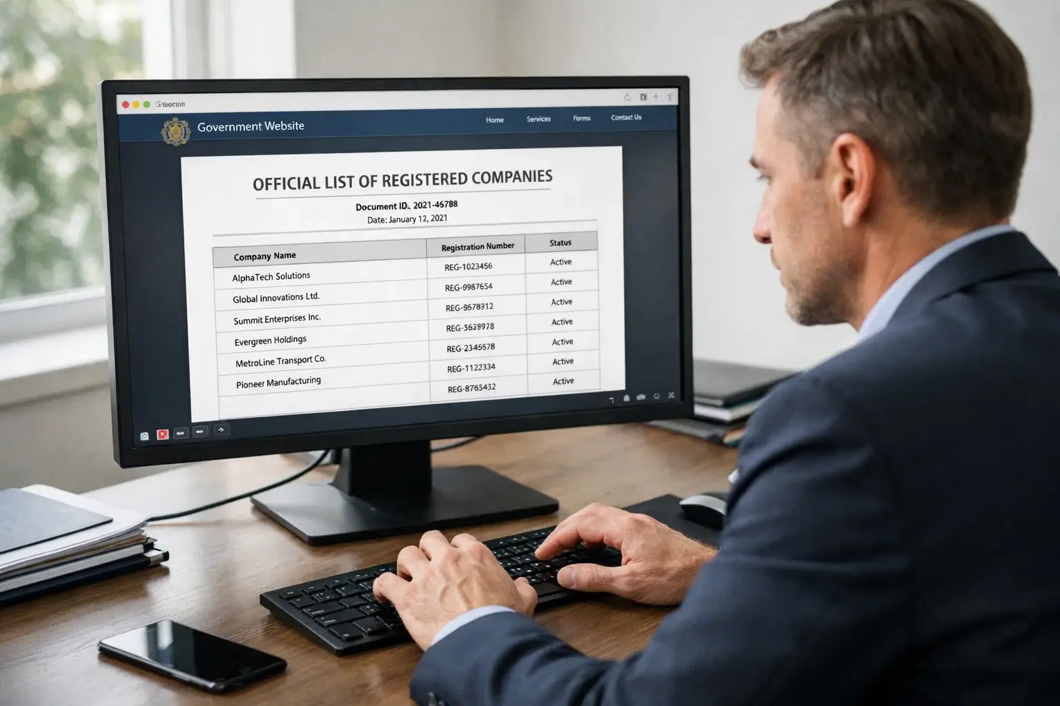 Pessoa consultando lista de empresas autorizadas em computador no site do governo
