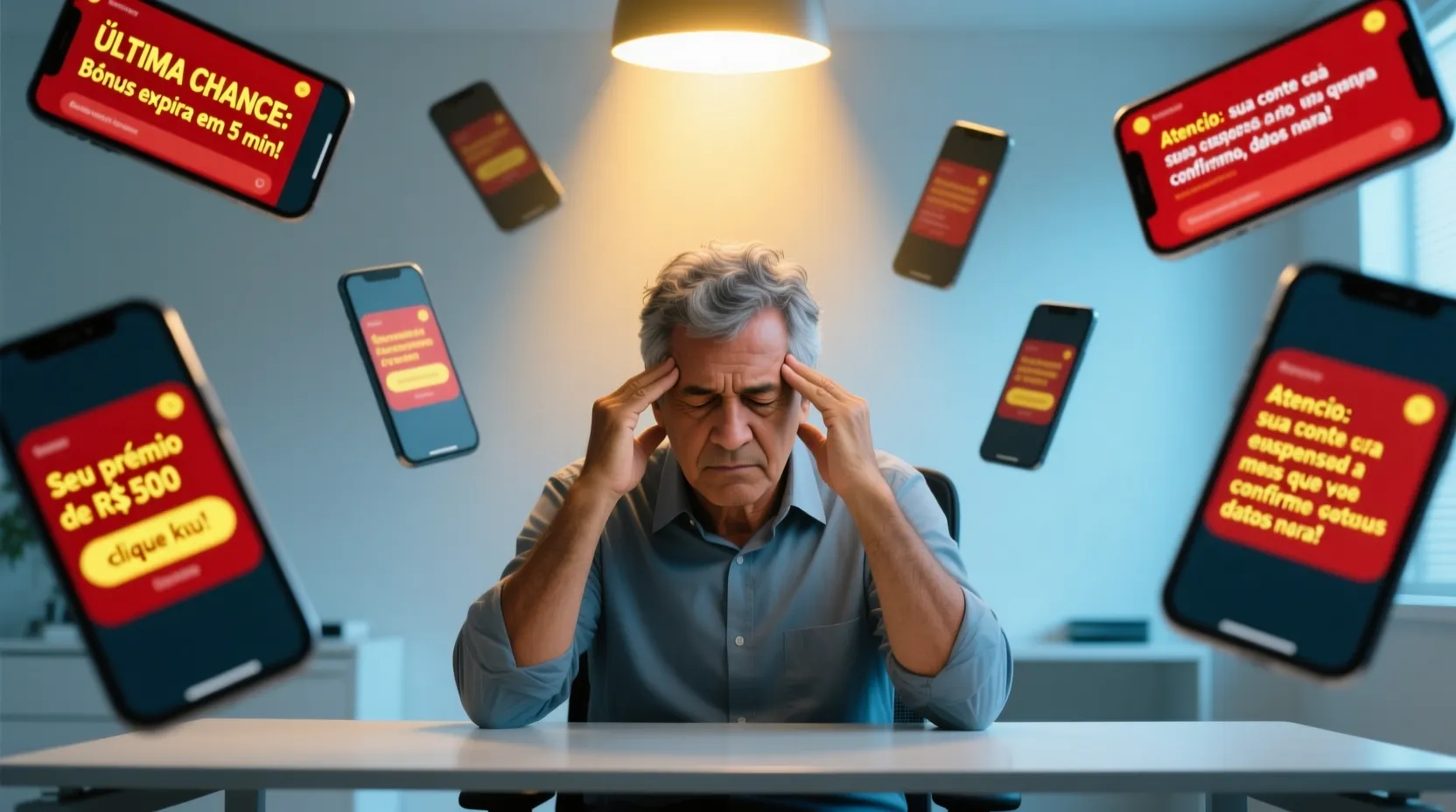 Pessoa com olhos fechados e dedos nas têmporas resistindo mentalmente a tentativas de manipulação