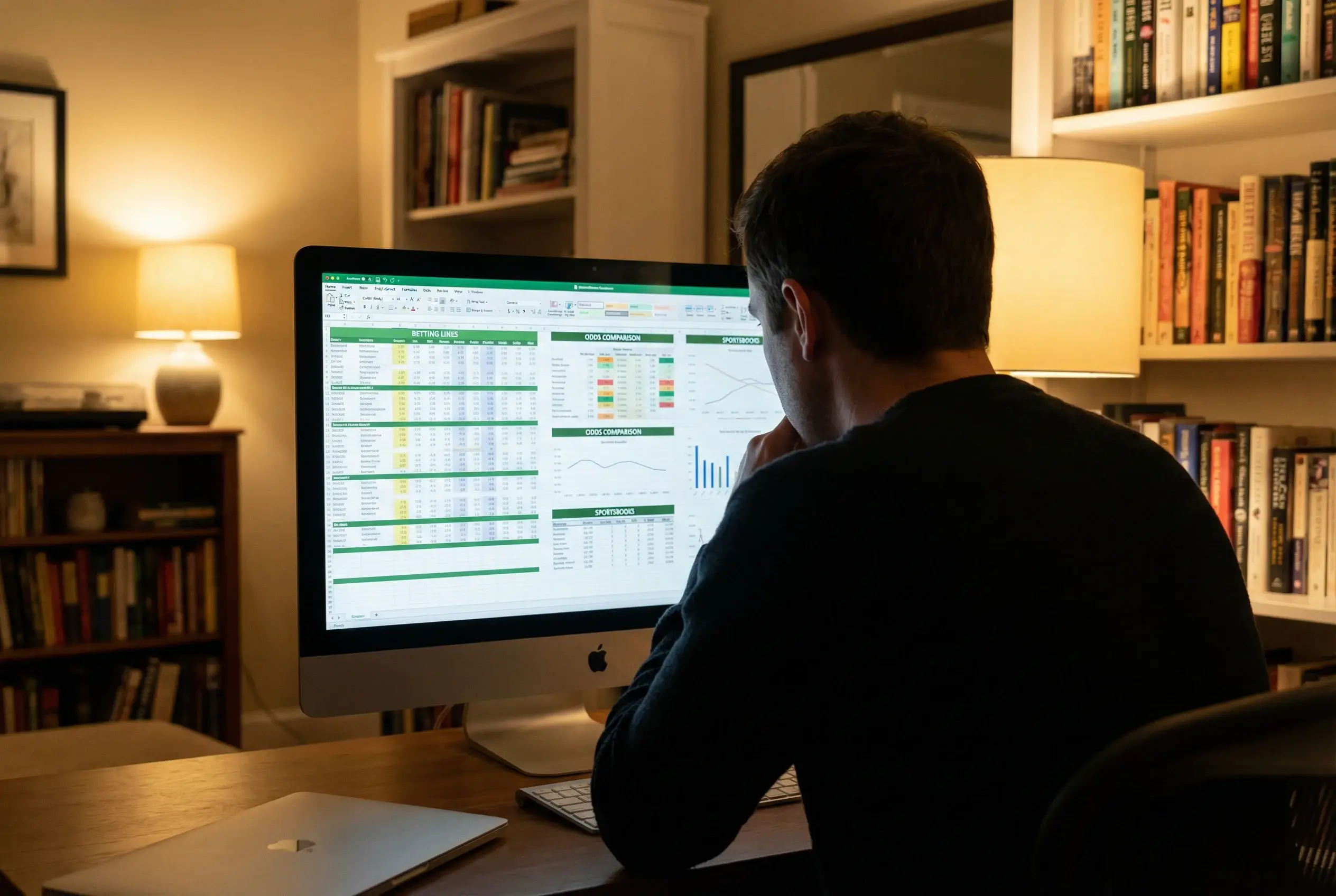 Pessoa analisando múltiplas opções de linhas em tela de computador